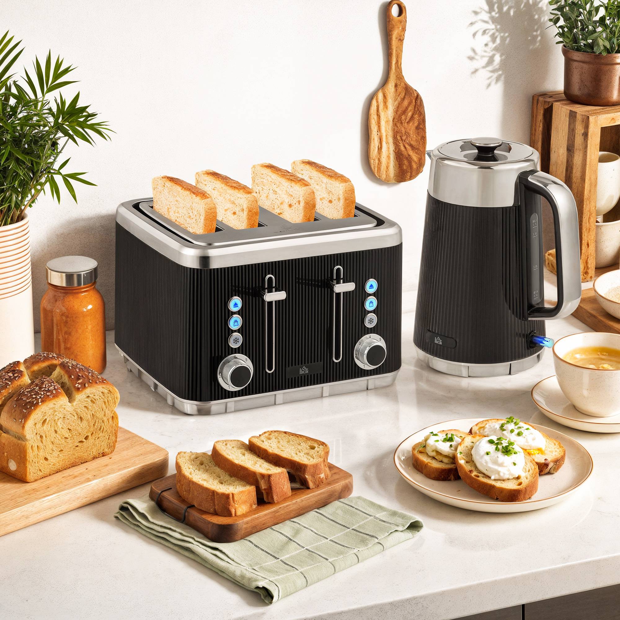 Homcom Electric Kettle and Toaster Set 3000W