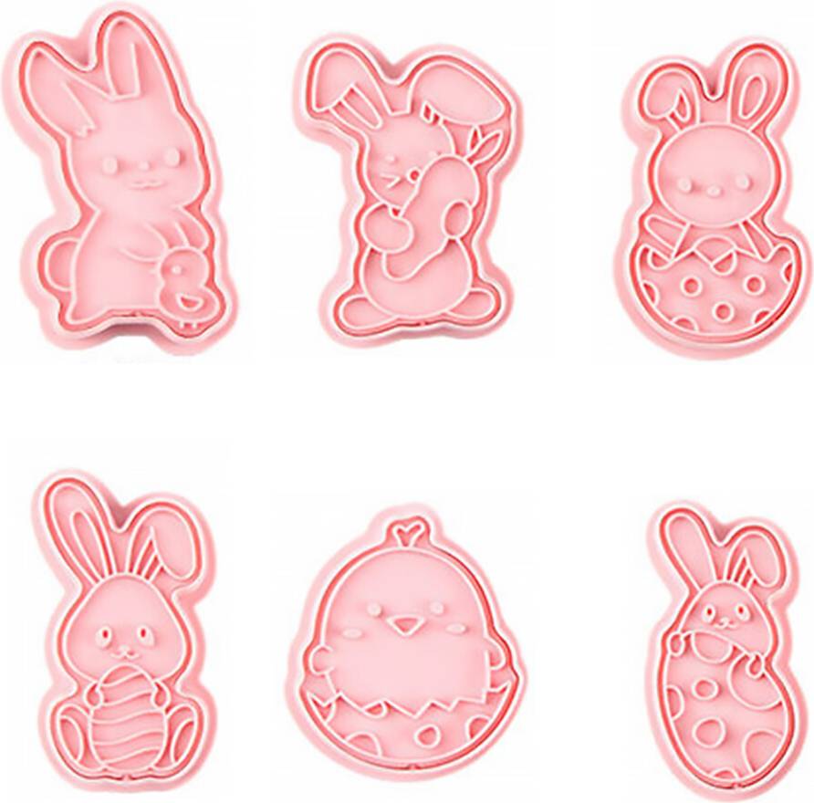 Inoomp 6pcs Easter Rabbit Molds Cookie Cutter