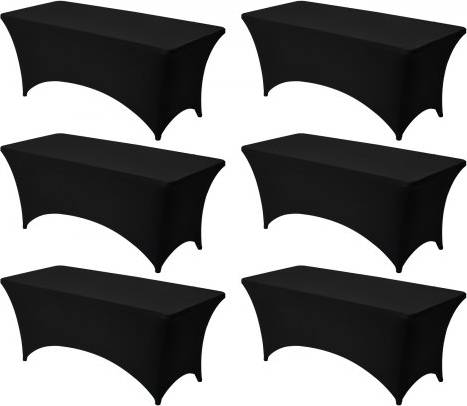 VEVOR 6 Pack Rectangular Fitted Event Table Cloth Mantel Negro