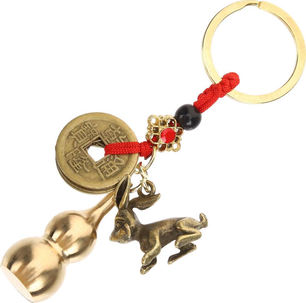 ABOOFAN Chinese Rabbit Key Chain Zodiac Coin Gourd
