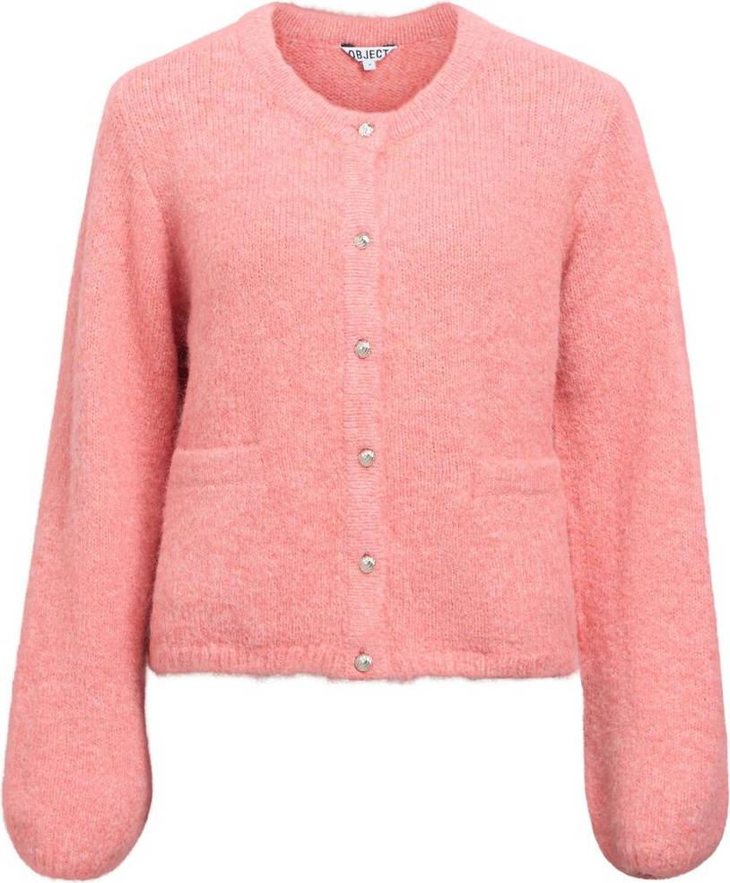 Object Kofta Objsaggia Korallfärgad Stickad Kofta Slouchy Stil - Rosa