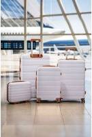 H&O Direct 4PCS Color-Block Lockable Travel Suitcase Set White