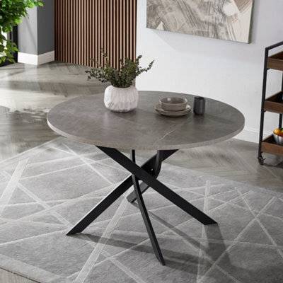 HOME DETAIL Rico 120Cm Round Concrete Effect Black Dining Table