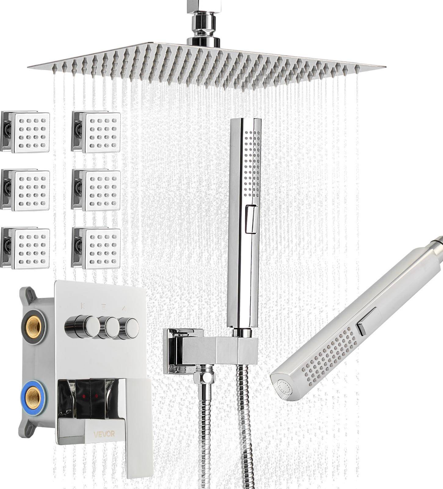 Shower faucet set VEVOR 10 Inch Ceiling Mount Rainfall Shower Faucet Set