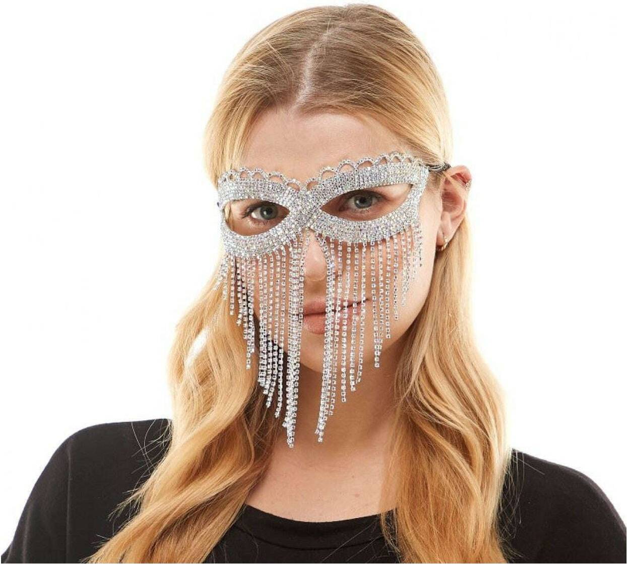 Dripping Rhinestone Masquerade Mask