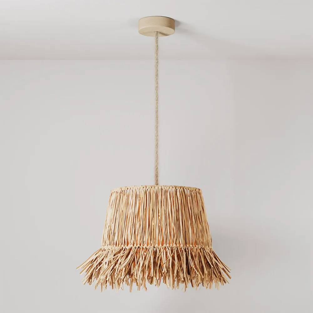 Creative-Cables With Bulb Honolulu Raffia Shade Beige Pendel