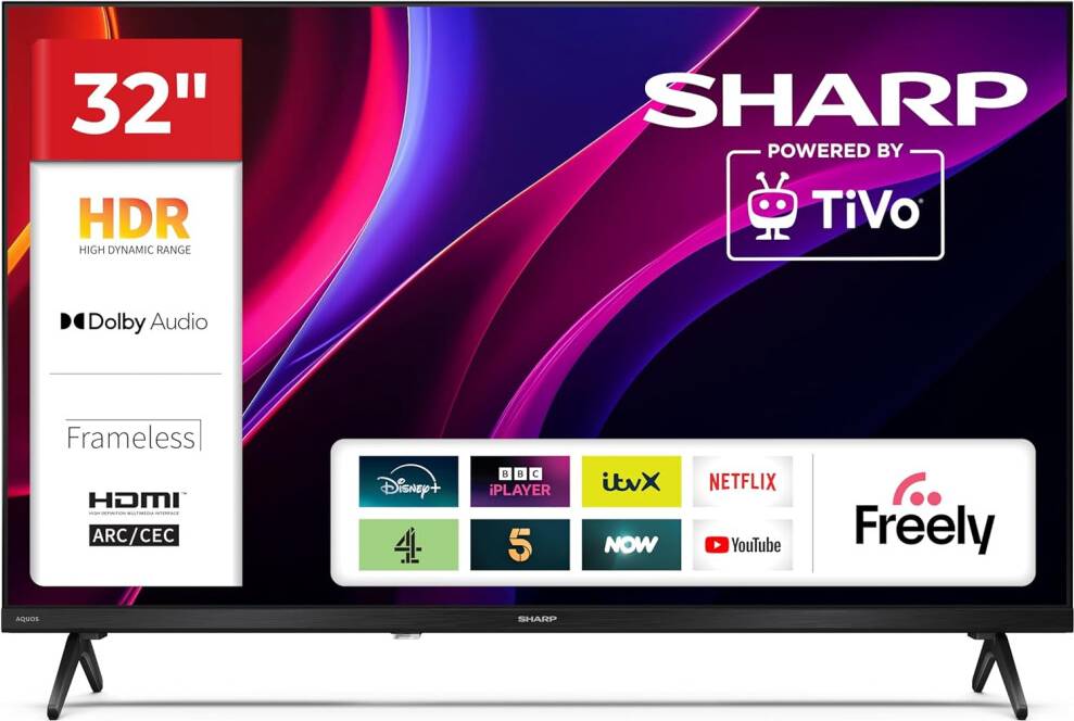 Sharp 32-Inch HD Frameless LED Smart TV TiVo OS