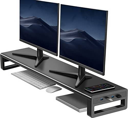Dual Monitor Stand Riser with 4 USB 3.0 Ports