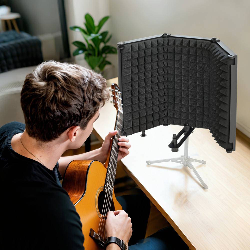 Homcom Foldable Table Top Studio Microphone Isolation Shield