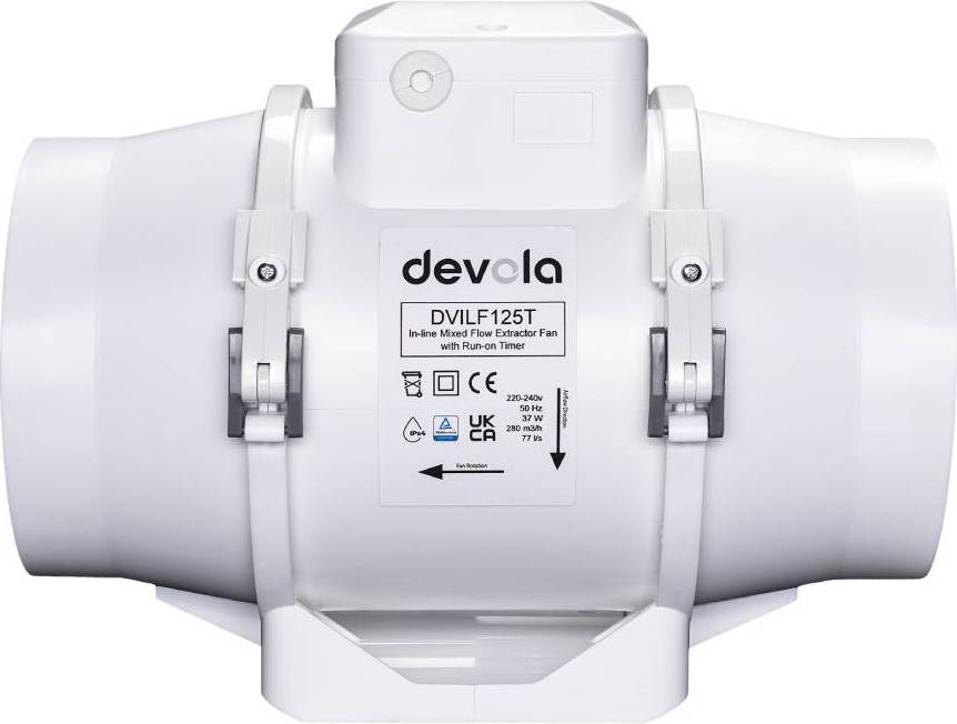125mm In-Line Mixed Flow Fan with Timer