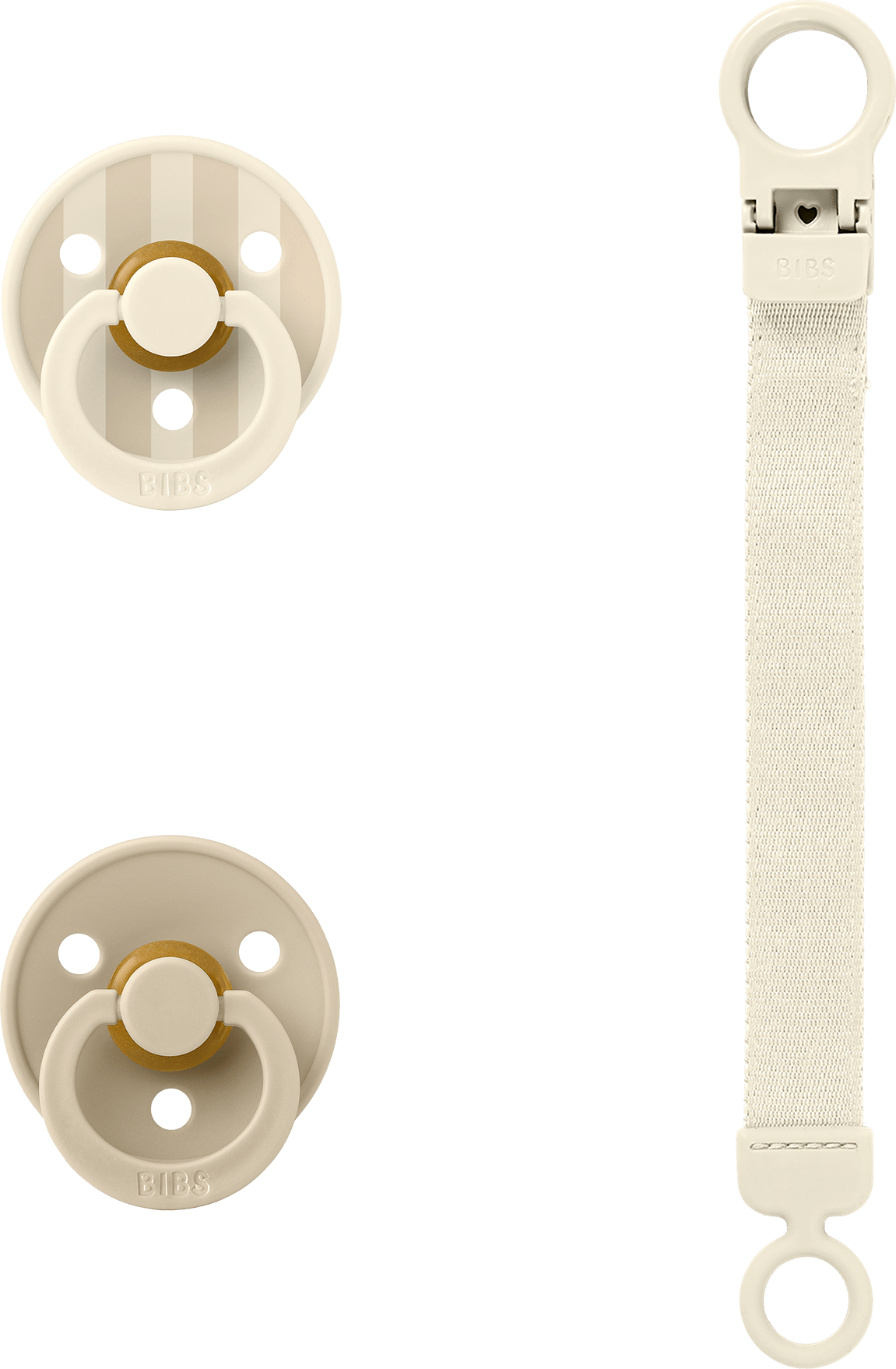 Bibs Colour Pacifier Loop Clip Gift Set - Ivory