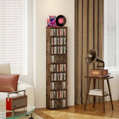 Homcom 260 Narrow CD Storage Unit Rustic Brown