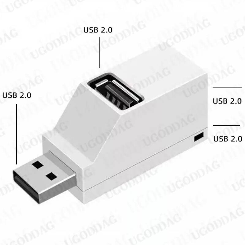 USB 2.0 Hub White Adapter Extender Mini Splitter Box