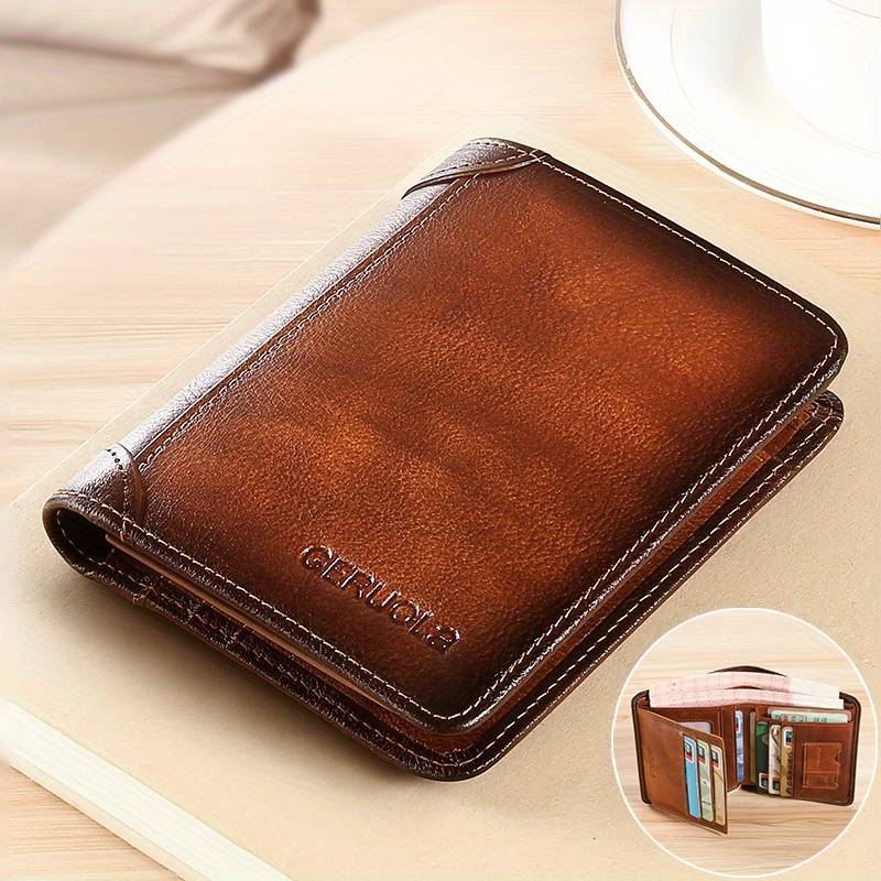 Mens wallet Temu Men's Leather Wallet Rfid Blocking Slim Bifold With Card Slots - Rfid Blocking