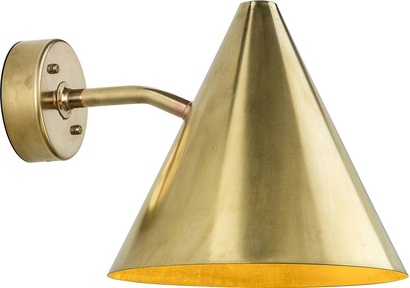 Væglampe Tratten Rå Messing Guld