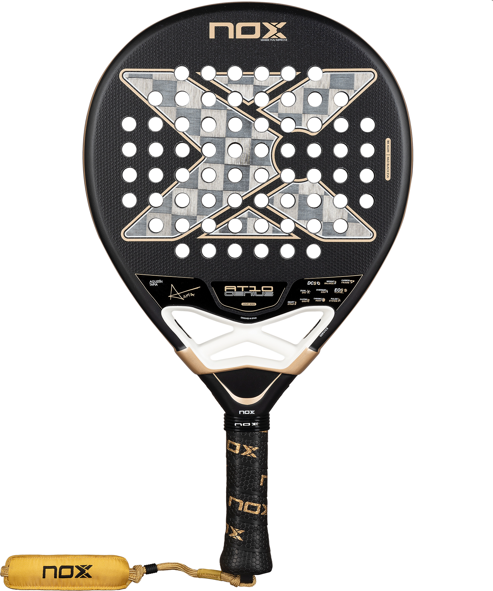 AT10 Genius 18K Alum Padel Racket Black