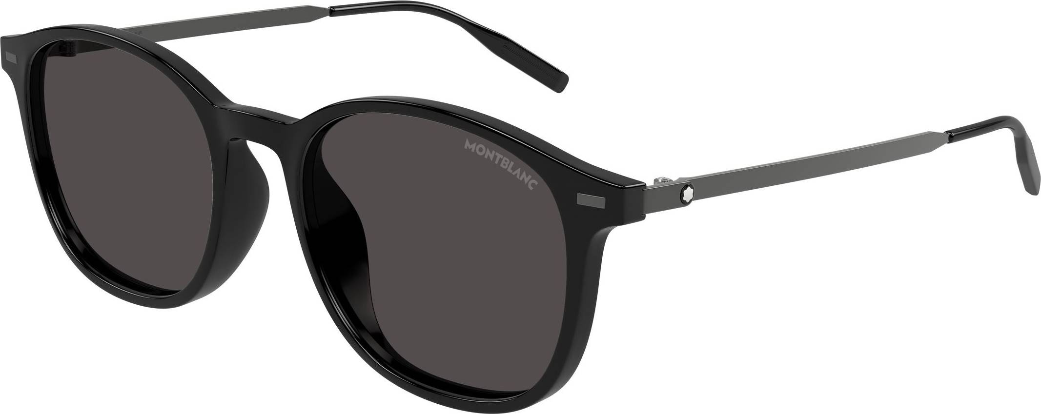 Montblanc MB0454SA Solbriller Injiceret Sort Grå Rund