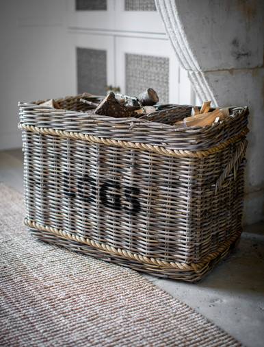 Garden Trading Bembridge Log Basket with Rope Rectangular