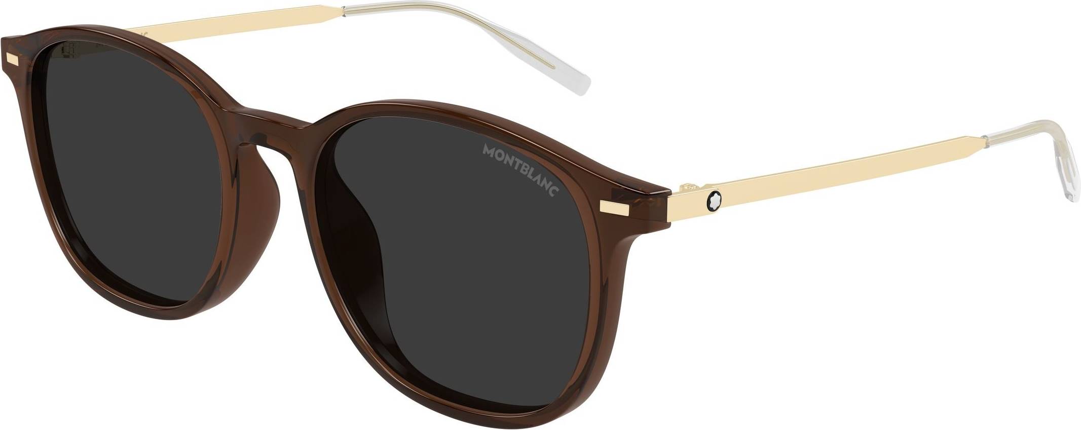 Montblanc MB0454SA Solbriller Injiceret Brun Grå Rund