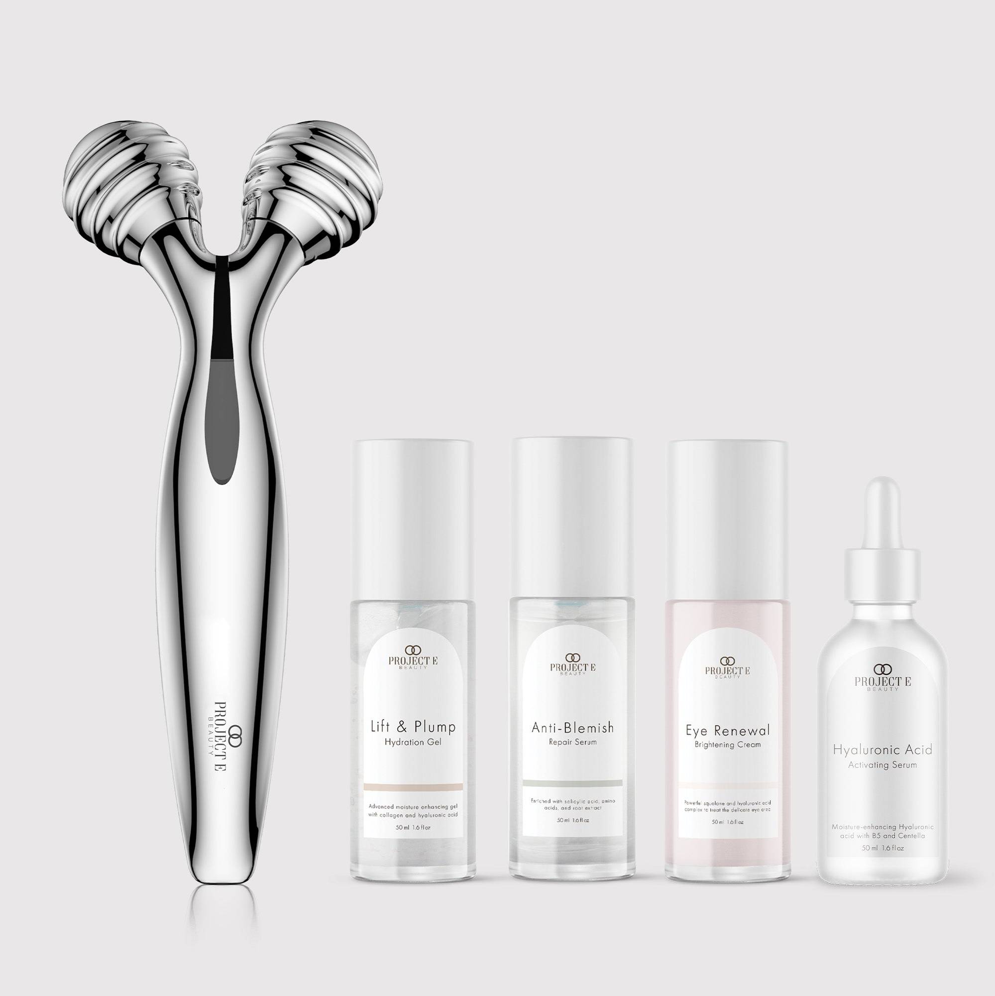 Project E Beauty Mild Microcurrent Facial Roller Lifting All In One Set