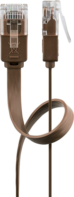 Goobay Flat Patch CAT6 U/UTP RJ45 - RJ45 M-M Dark Brown