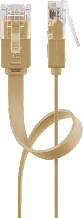 Goobay Flat Patch CAT6 U/UTP RJ45 - RJ45 M-M Light Brown 20m
