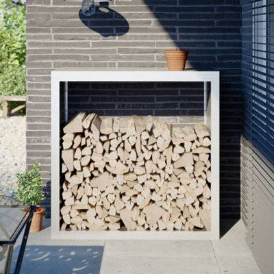 Walplus Firewood Rack White Steel