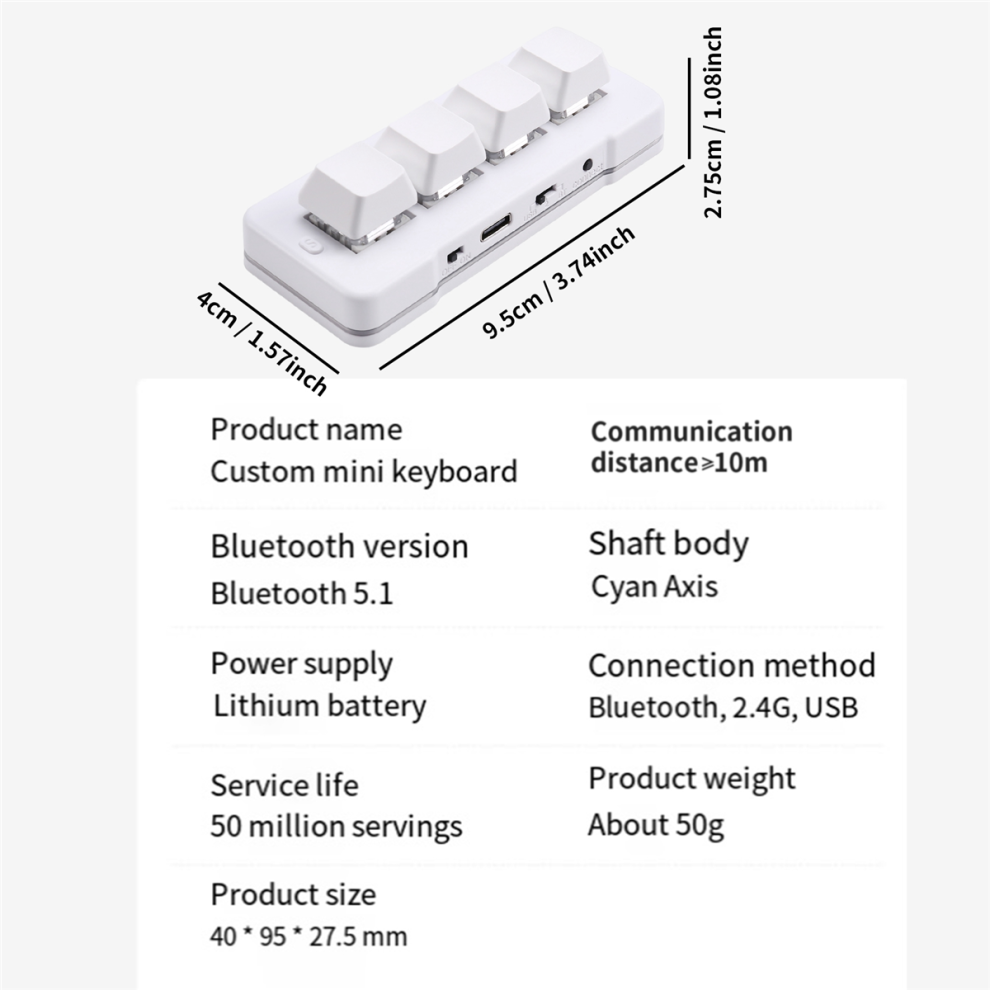 Melitt MK424Pro 4-Key Mini Customized Keyboard