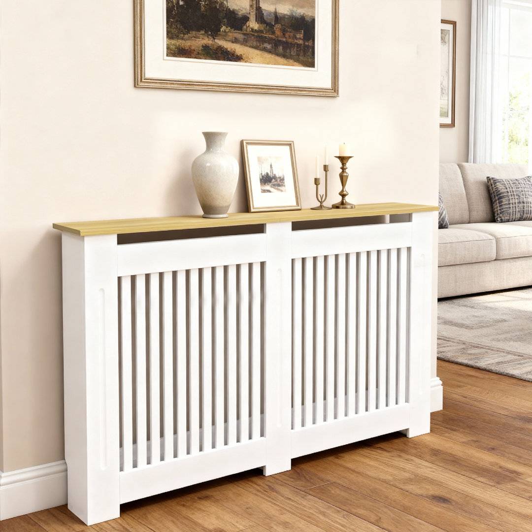 Modern Slatted Vertical White Radiator Cover