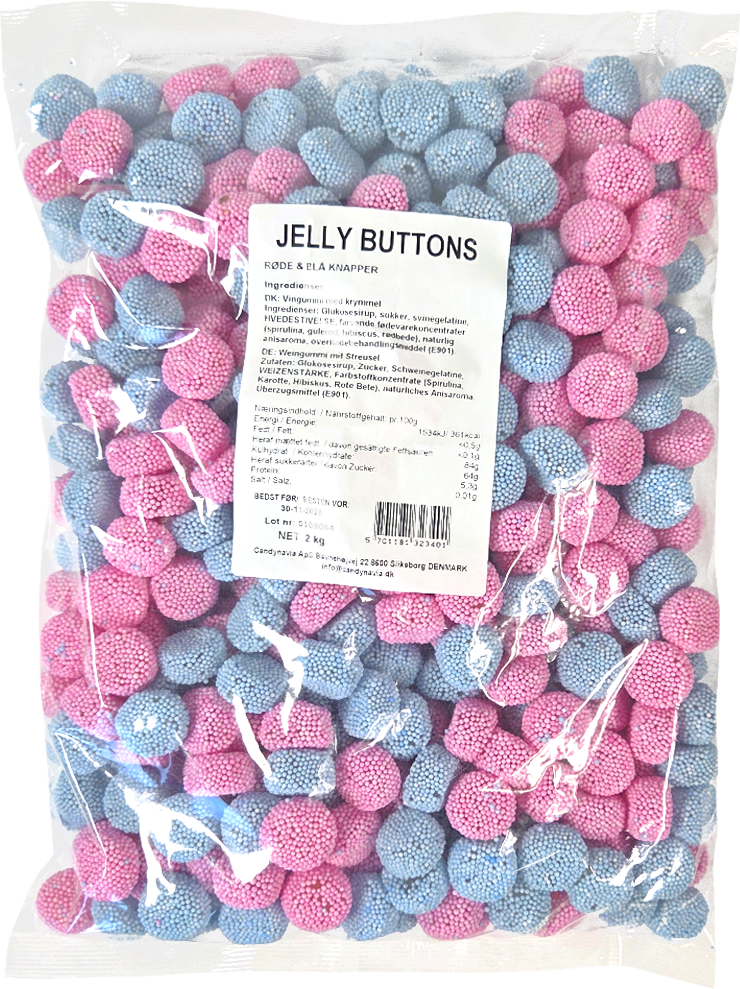 Konfekt Jelly Buttons Rosa Blå Knapper 2 kg