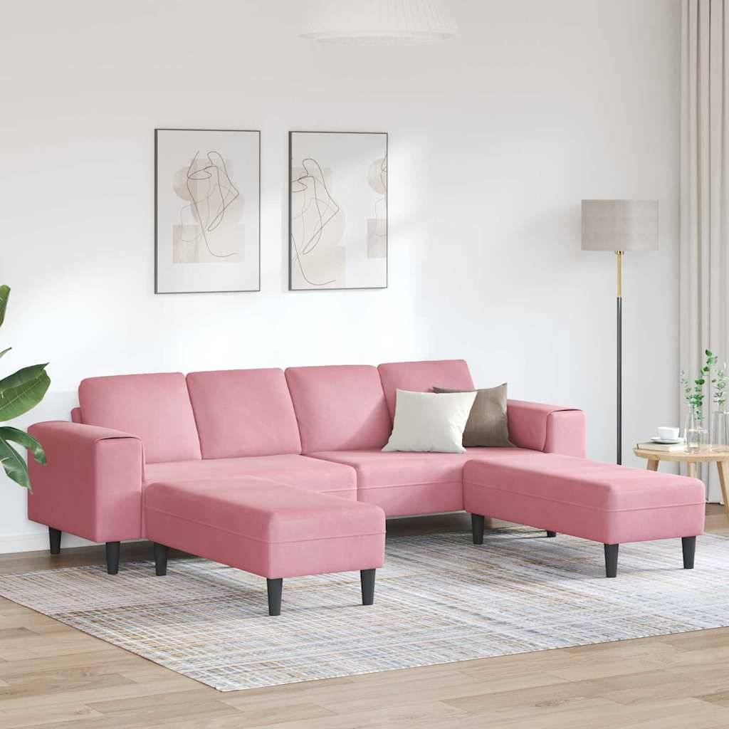 vidaXL Soffset Rosa Sammet Soffa 3-sits
