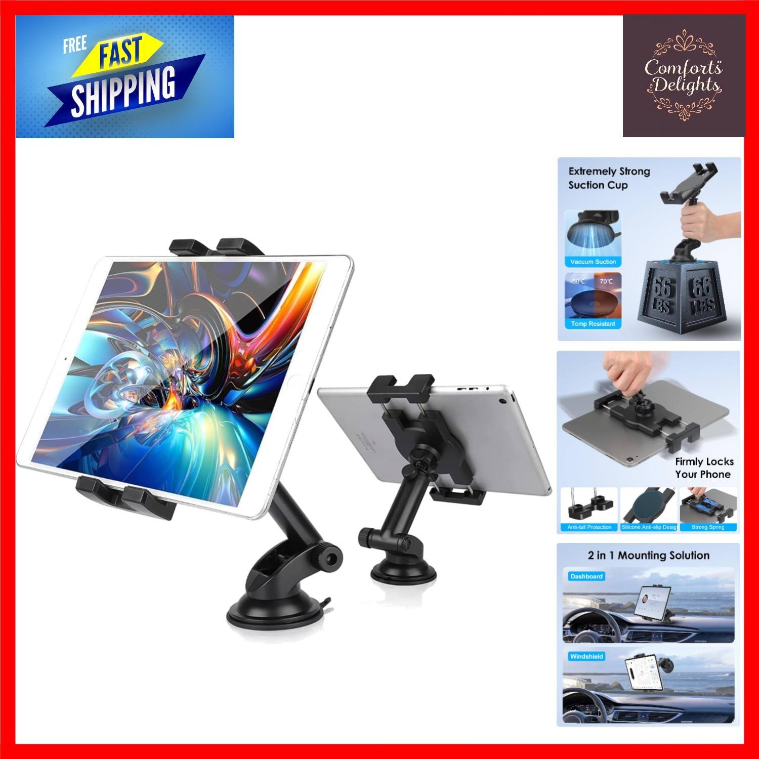 Tablet holder 360 EEEkit Luxury 360° Rotation Car Phone Holder
