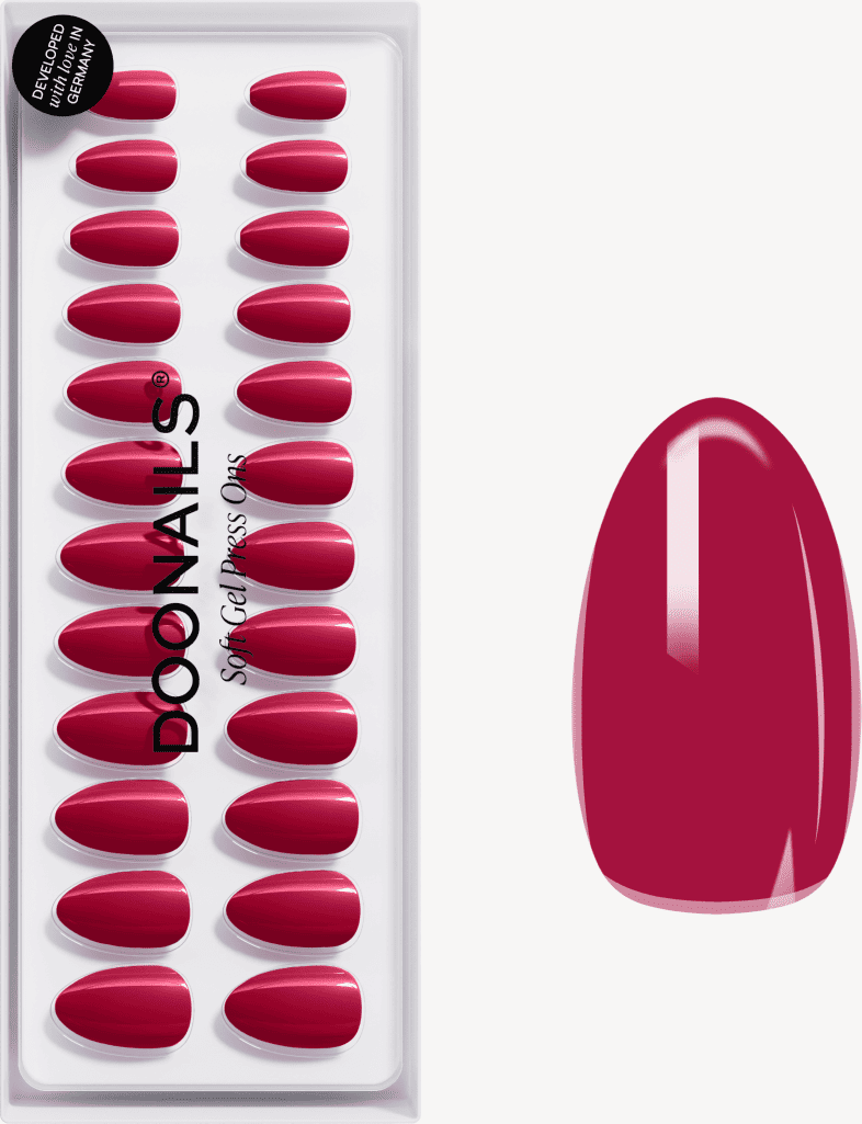 Press on nails DOONAILS Raspberry Short Almond Soft Gel Press Ons -