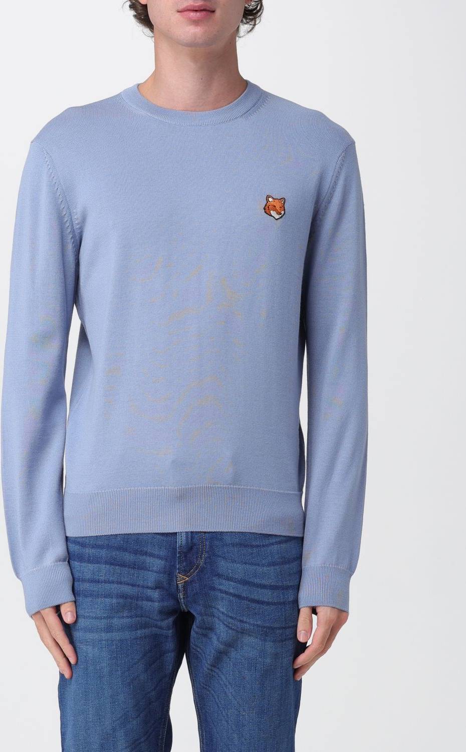 Sweatshirt Uld Med Rævebroderi - Blå