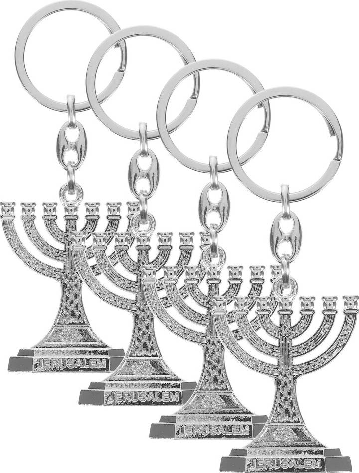 VILLCASE 4Pcs Hanukkah Keychains Car Key Rings