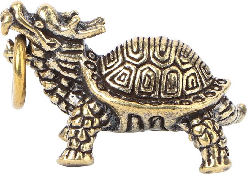 Ohphcall Brass Turtle Key Chain Handmade Golden Pattern