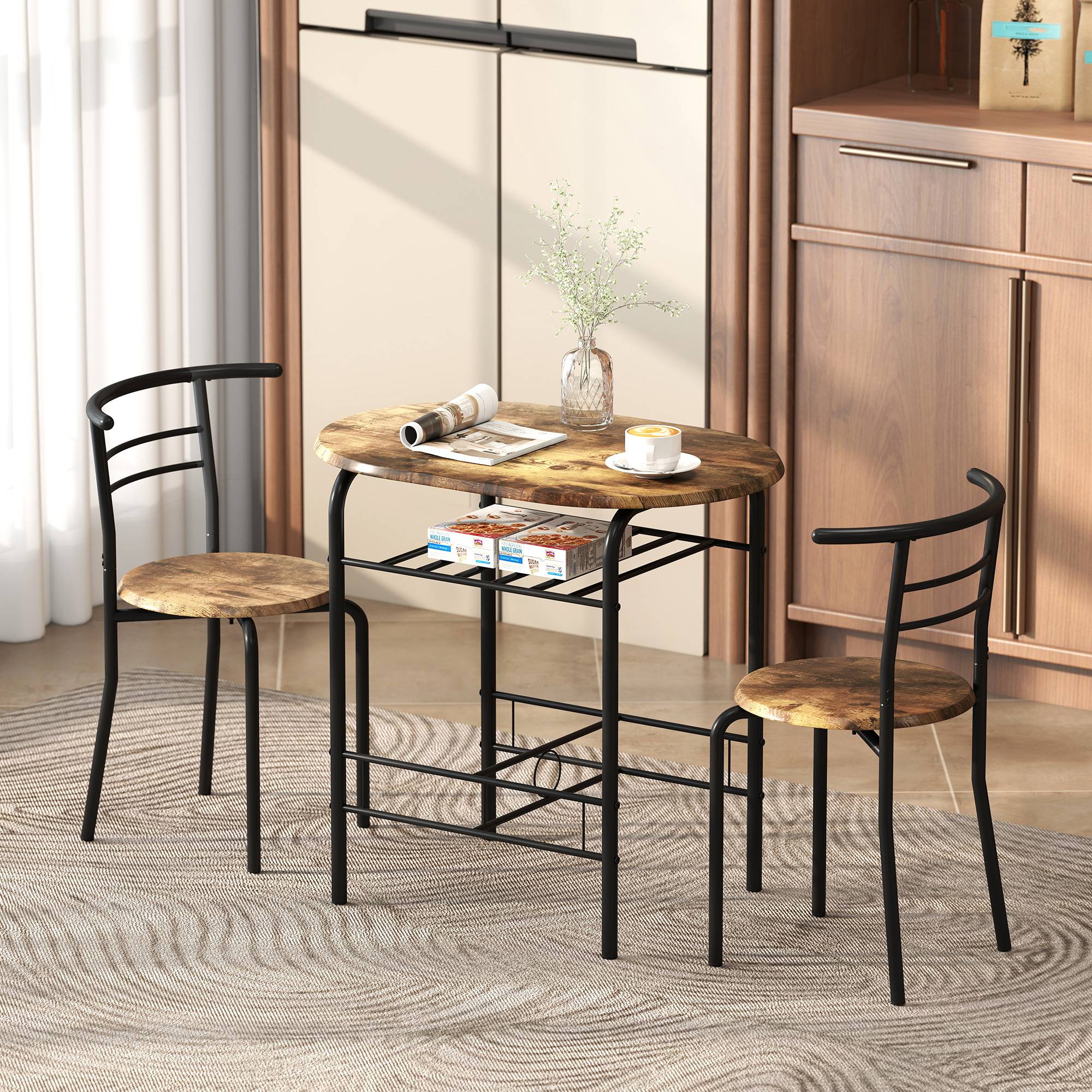 Homcom Three-Piece Compact Table And Chairs Dining Set 3pcs