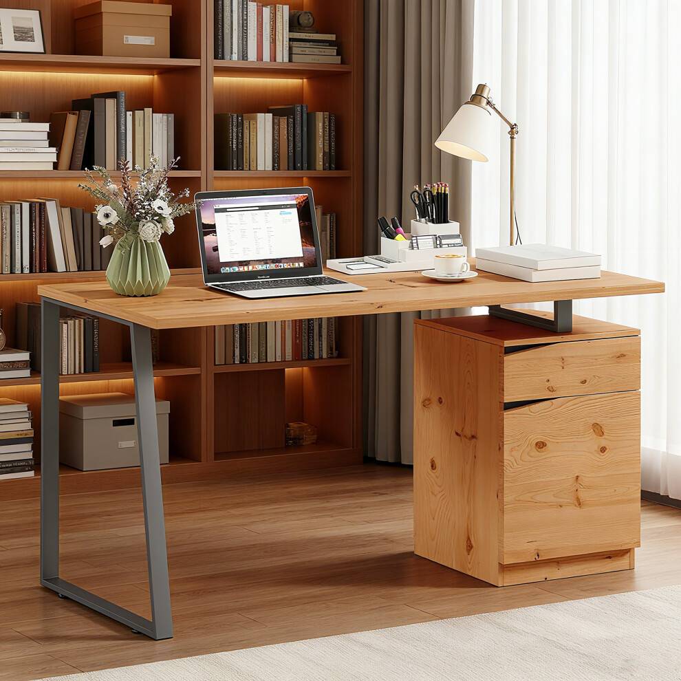 Homcom Computer Table With Cabinet And Drawer Writing Desk