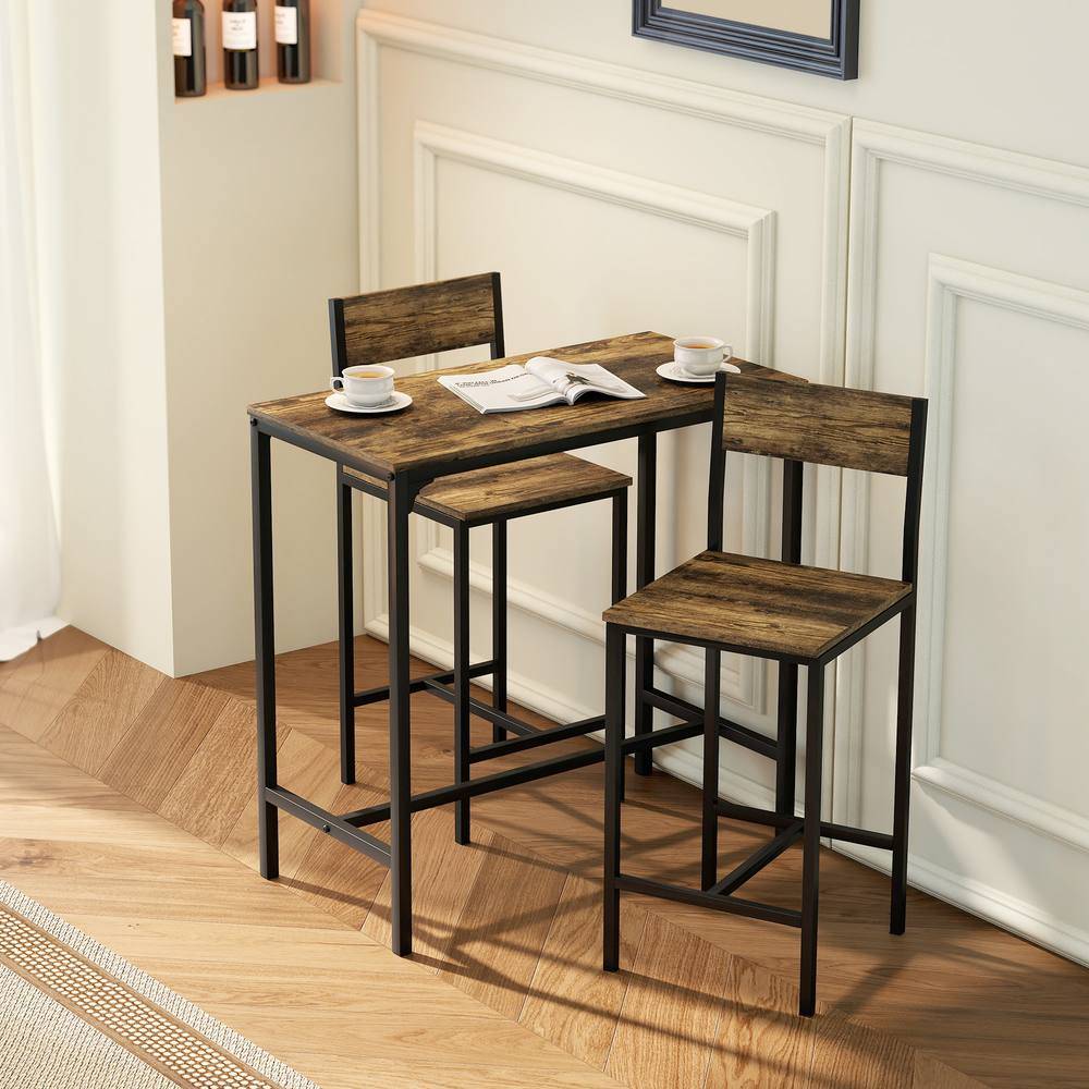 Homcom Bar Table and Stools Dining Set 3pcs