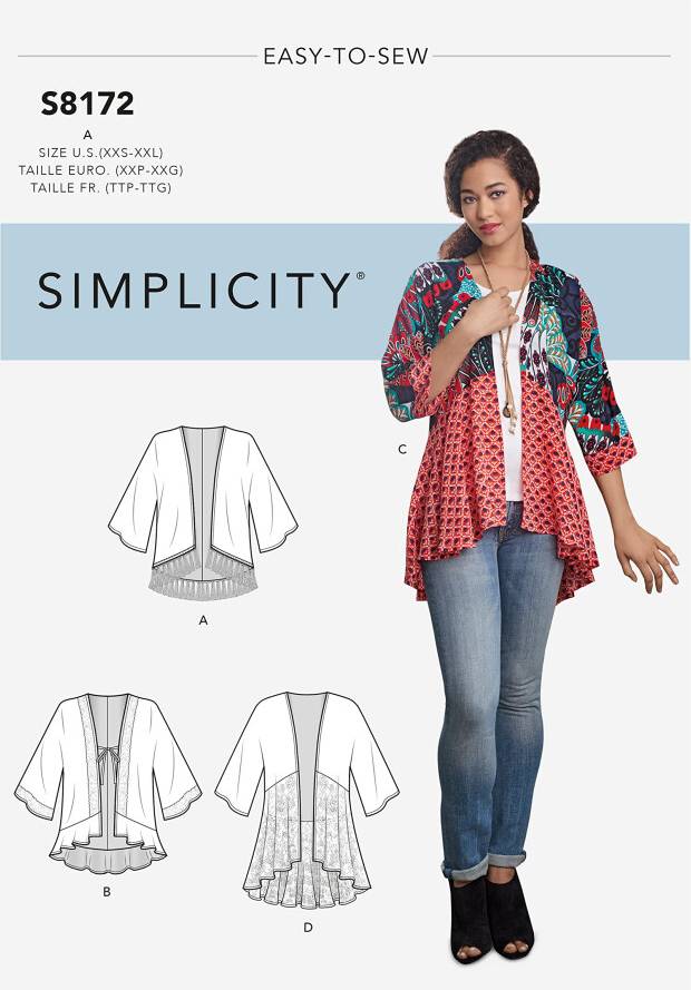8172 Easy To Sew Misses Kimono Sewing Pattern Kit