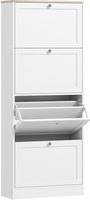 Homcom Modern Compact Four-Drawer Storage Cabinet White Shoe Rack