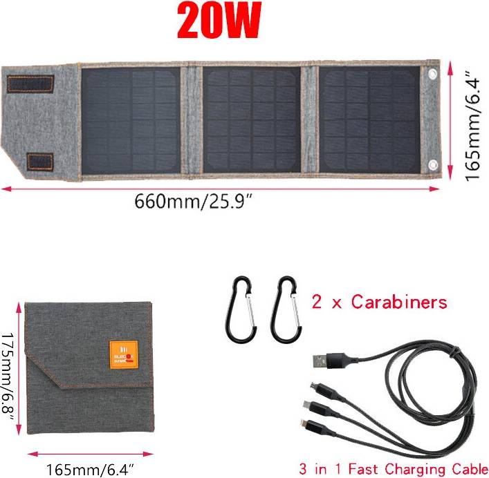 Panel Solar Plegable 20W USB