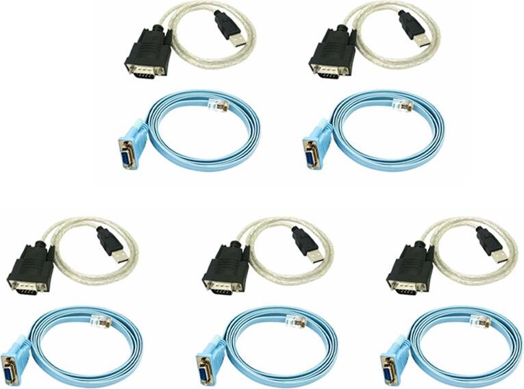 Tauoh 5X RJ45 Network Cable Serial RJ45 to DB9 and RS232 USB