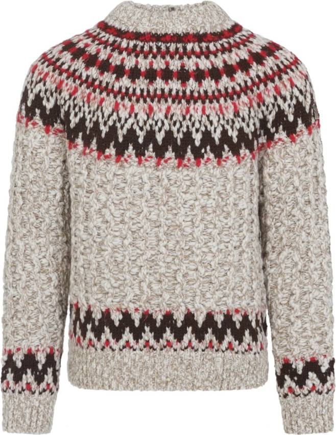 Jacquard Wool Blend Sweater With Geometric Pattern - Multicolour