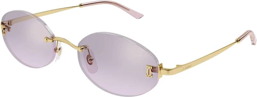 Cartier Ovale Rimless Solbriller Uld - Gul