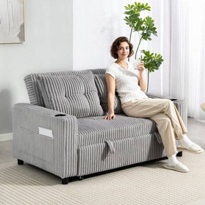 Pull out sofa bed Homcom Bed Light Grey
