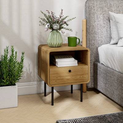 Homcom Modern With Drawer And Shelf Bedside Table