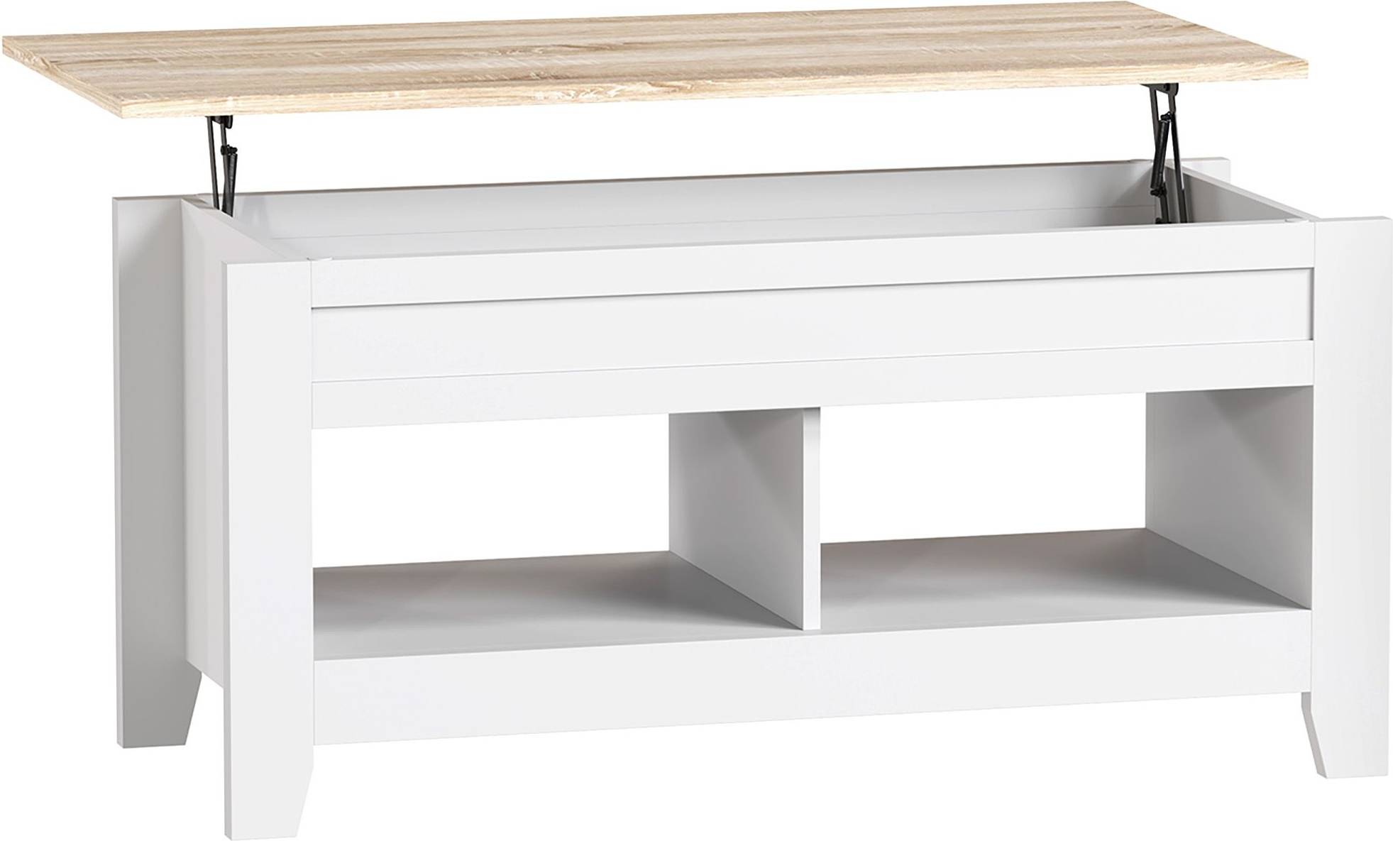 Table basse plateau relevable Homcom Relevable Avec Étagères Et Compartiment Caché Table Basse