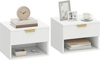 Homcom Floating Nightstands Set Of 2 Bedside Table