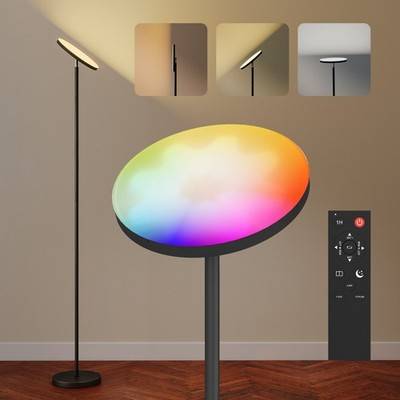 Homcom Rgb With Rotatable Head Black Floor Lamp